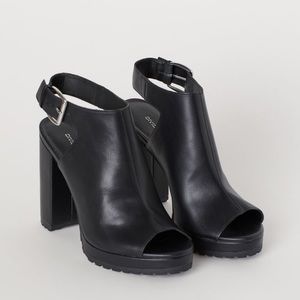 H&M divided block heeled peep toed boots
